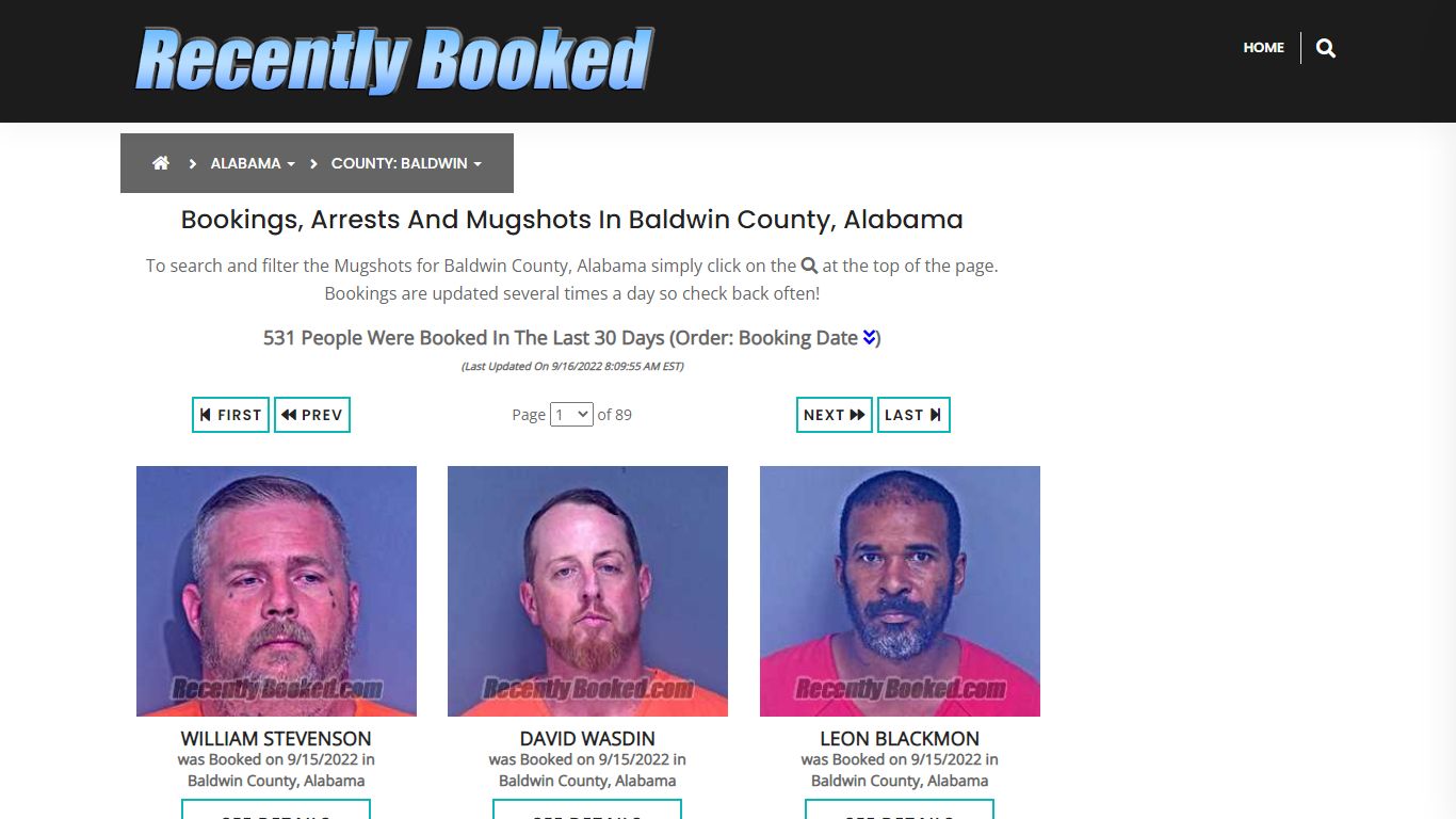 Bookings, Arrests and Mugshots in Baldwin County, Alabama - Recently Booked